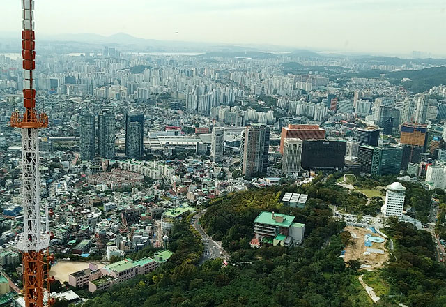 韓国SV2019：ソウルタワーから見たソウル駅周辺の様子